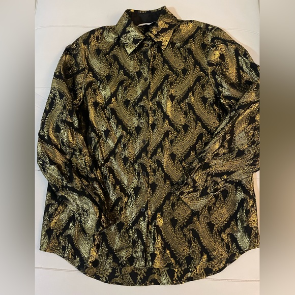 & Other Stories gold brocade metallic paisley coord matching set pants blouse S - Picture 9 of 12